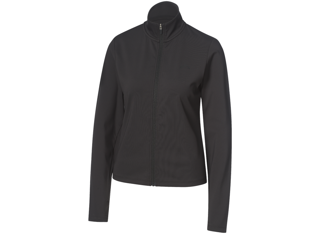 Дамско спортно яке в черен цвят с цип.