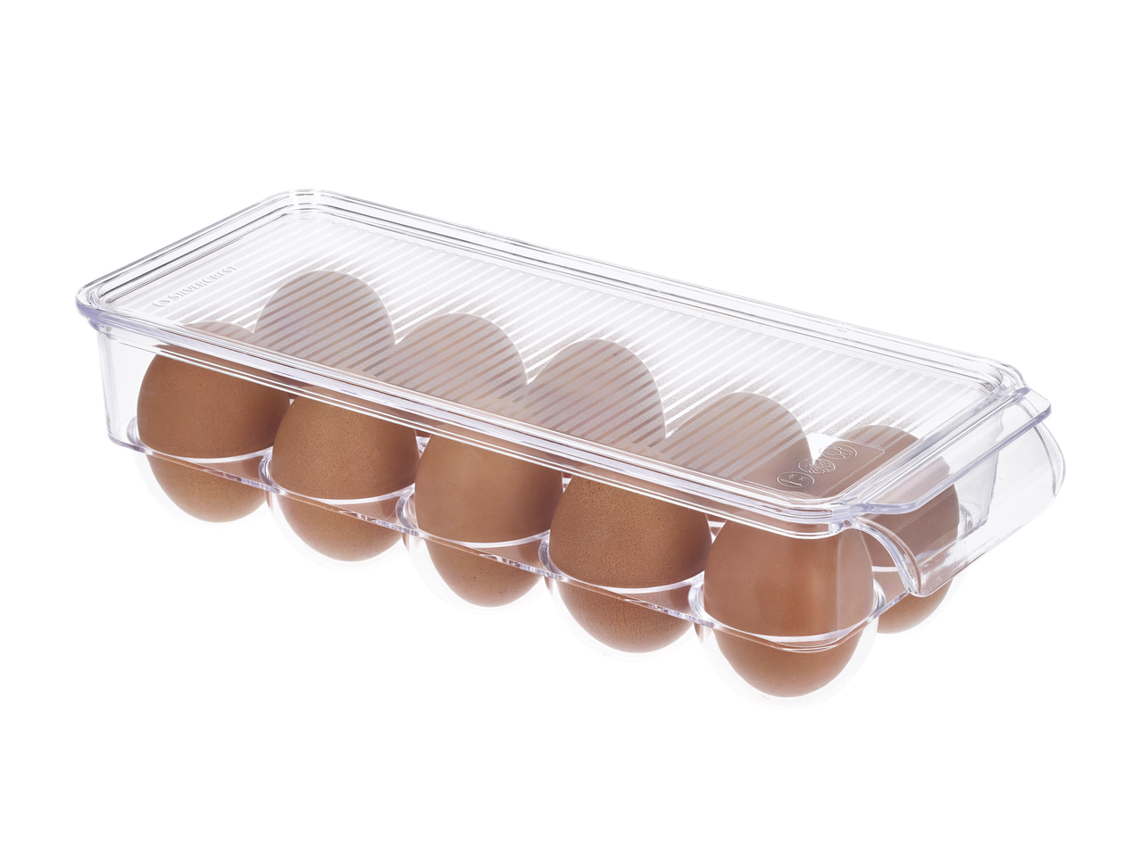 Providni Silvercrest® organizator za jaja za frižider sa deset braon jaja.