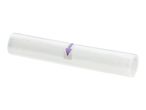 Transparent vacuum sealer film roll with a purple arrow indicator