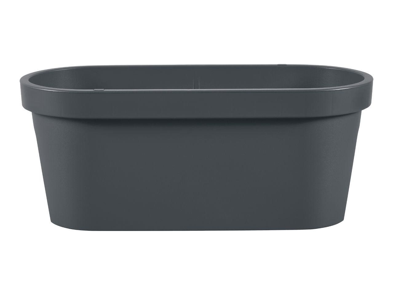 Dark grey oval planter with a textured surface.
