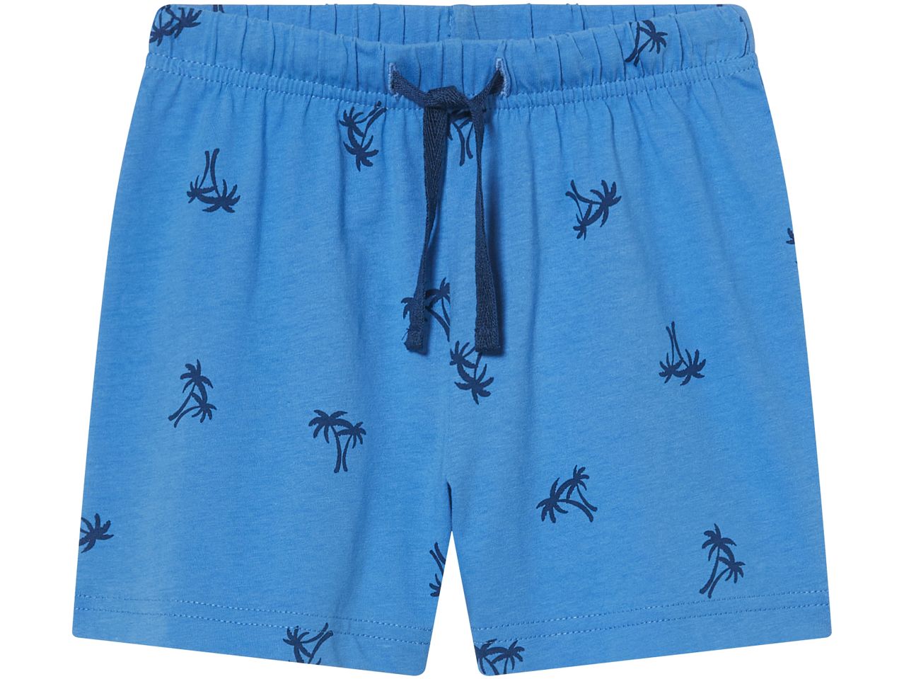 Shorts blu con stampa di palme e coulisse in vita.