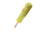 Gelado Gelatelli Premium no palito com sabor a pistácio e cobertura crocante.