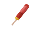 Gelado premium Gelatelli no palito com três camadas de fruta.