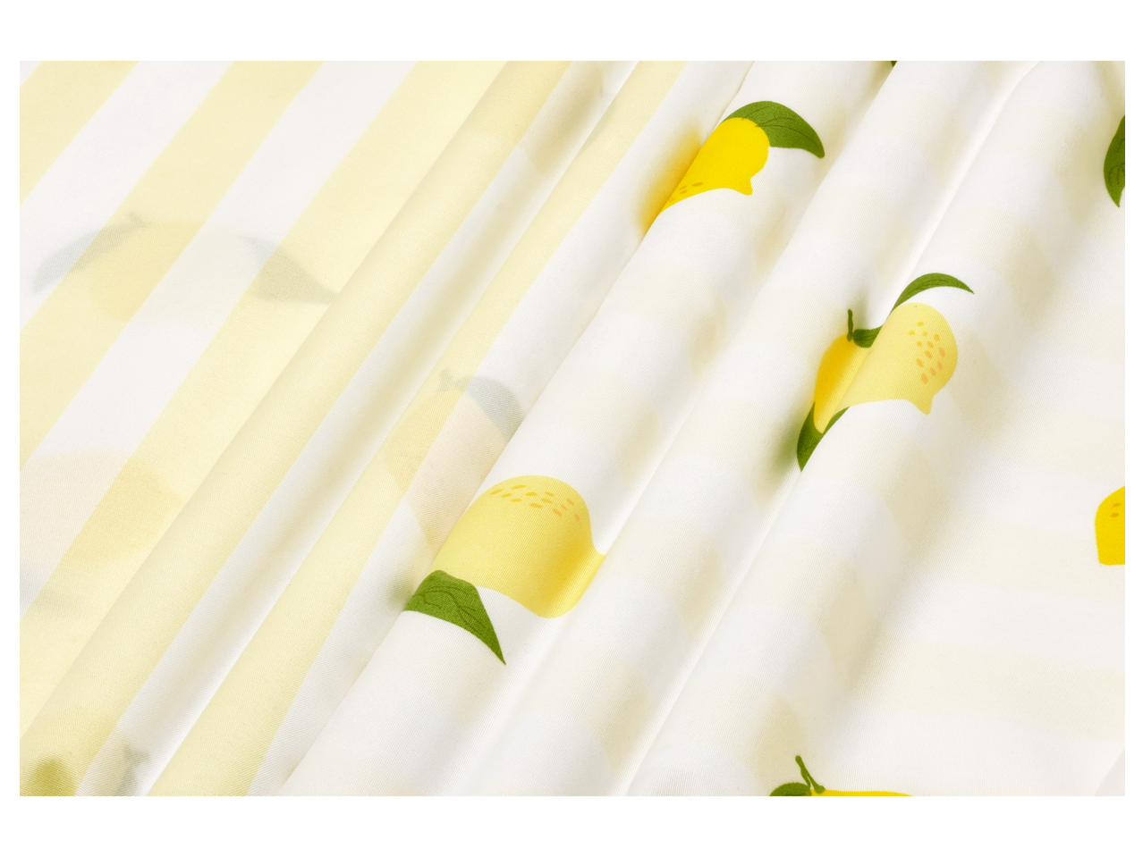 Posteljina od mikrofiber satena sa dezenom limuna i žutih pruga