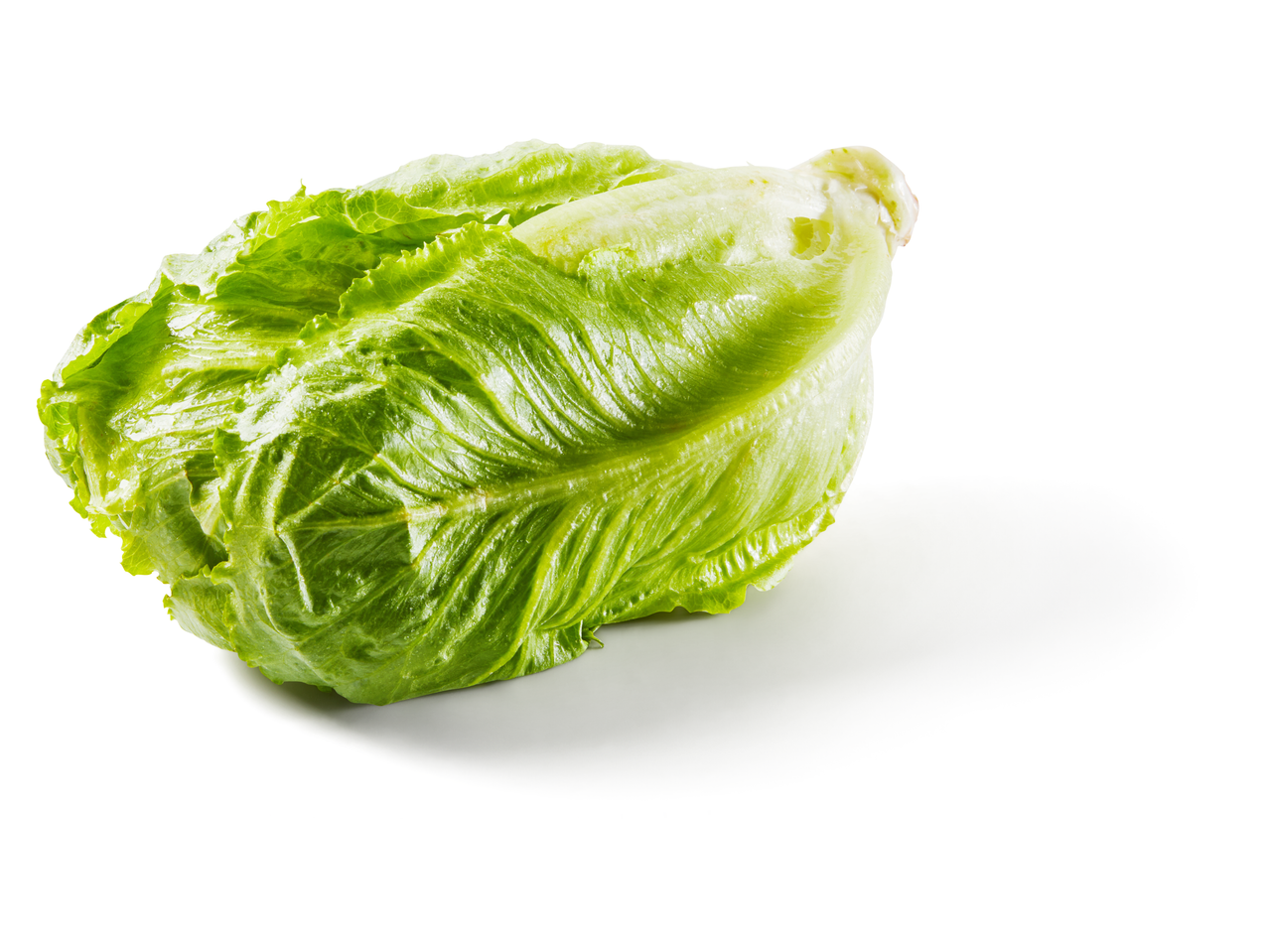 Alface verde fresca sobre um fundo branco.