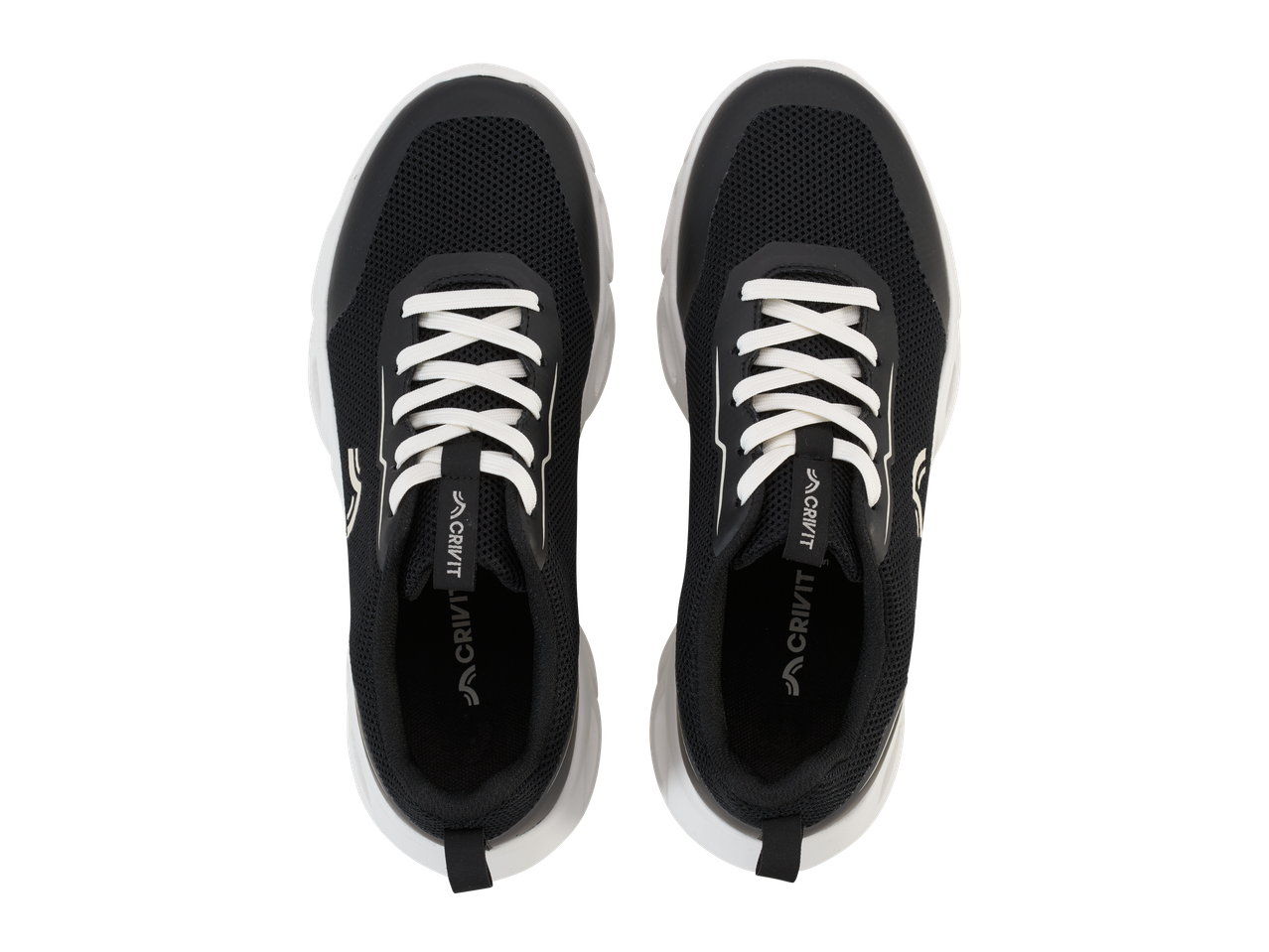 Crivit vyriški/moteriški sportiniai batai juodos spalvos su baltais raišteliais