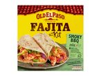 Smoky BBQ mild fajita kit with 8 soft flour tortillas, seasoning mix and salsa.