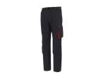Calças de trabalho masculinas PARKSIDE® em cinzento escuro com detalhes vermelhos e bolso lateral.