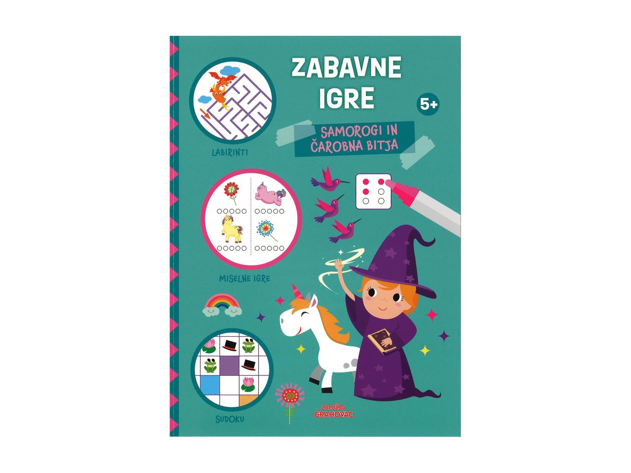 Otroška delovna zveza z zabavnimi igrami in ugankami.