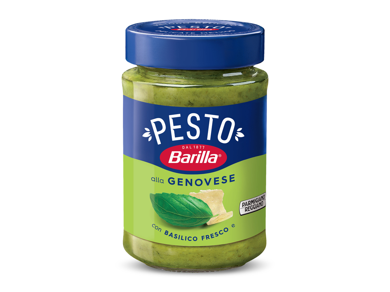 Potje pesto alla Genovese met basilicum en Parmezaanse kaas.