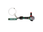 Sleutelhanger met een miniatuur Parkside haakse slijper.
