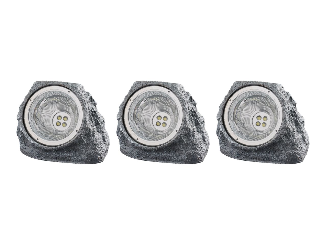Three outdoor LED rock lights.