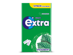 Groene verpakking van suikervrije kauwgom met spearmint smaak, 5 pakjes van 10 stuks.