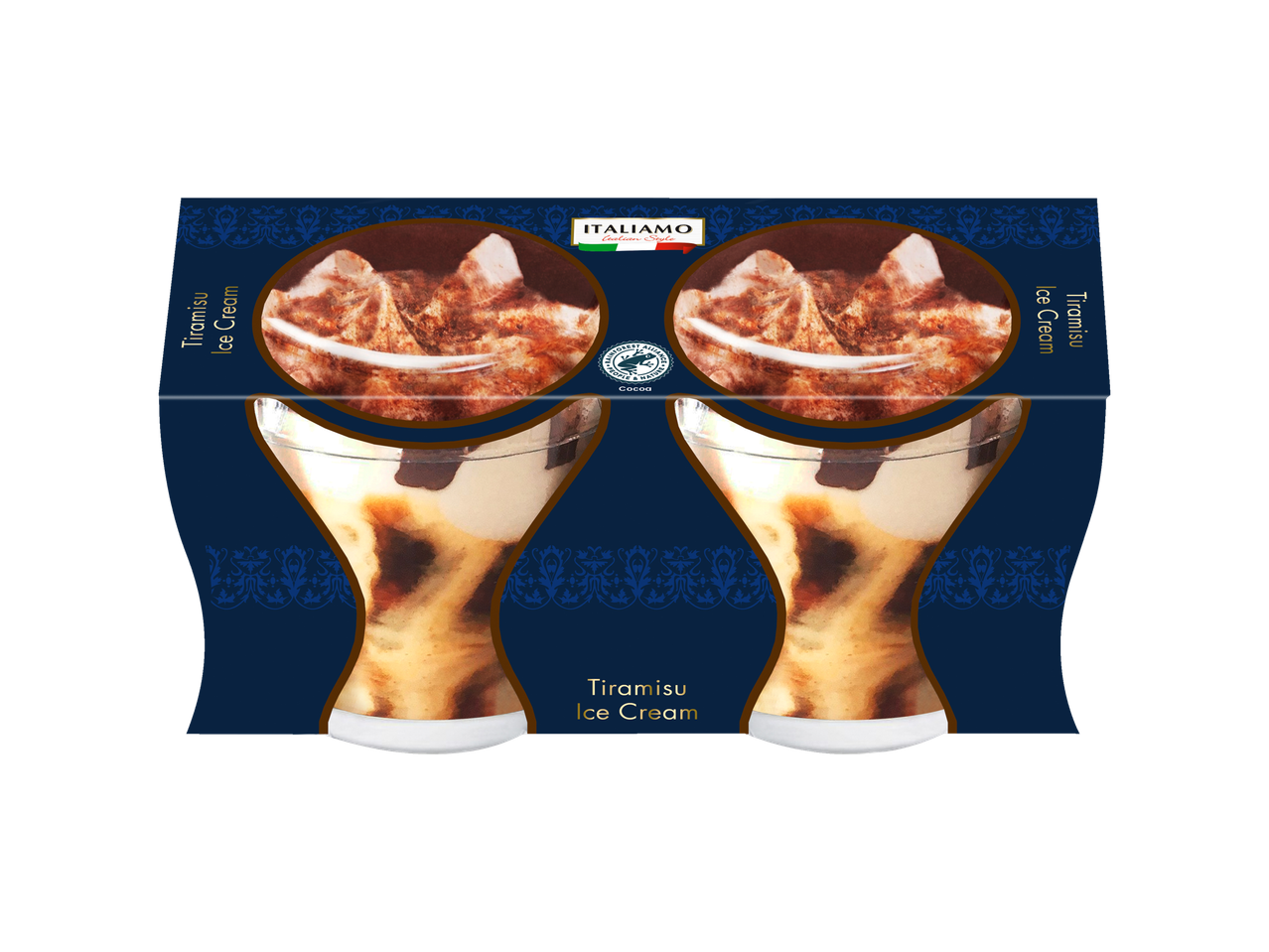 ITALIAMO Tiramisu ijs in glaasjes.