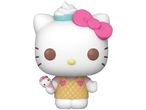 Hello Kitty Funko Pop figure wearing a waffle cone outfit and holding a smaller Hello Kitty.