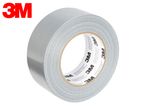 A roll of silver duct tape with company information printed on the inner core.