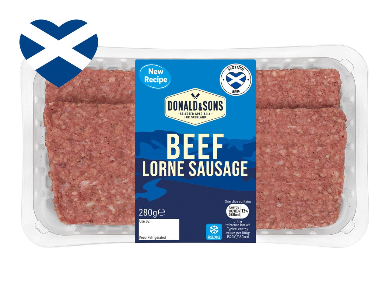Donald & Sons Scottish beef Lorne sausage, new recipe.