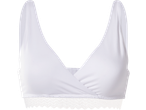 Sutien alb pentru alăptare cu decolteu încrucișat și bandă din dantelă