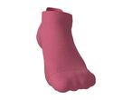 Single pink ankle sock with textured knit pattern, viewed from the side.