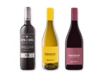 Tre vinflasker: en rødvin fra Rioja, en hvidvin og en rødvin med teksten 'Perfecto'.
