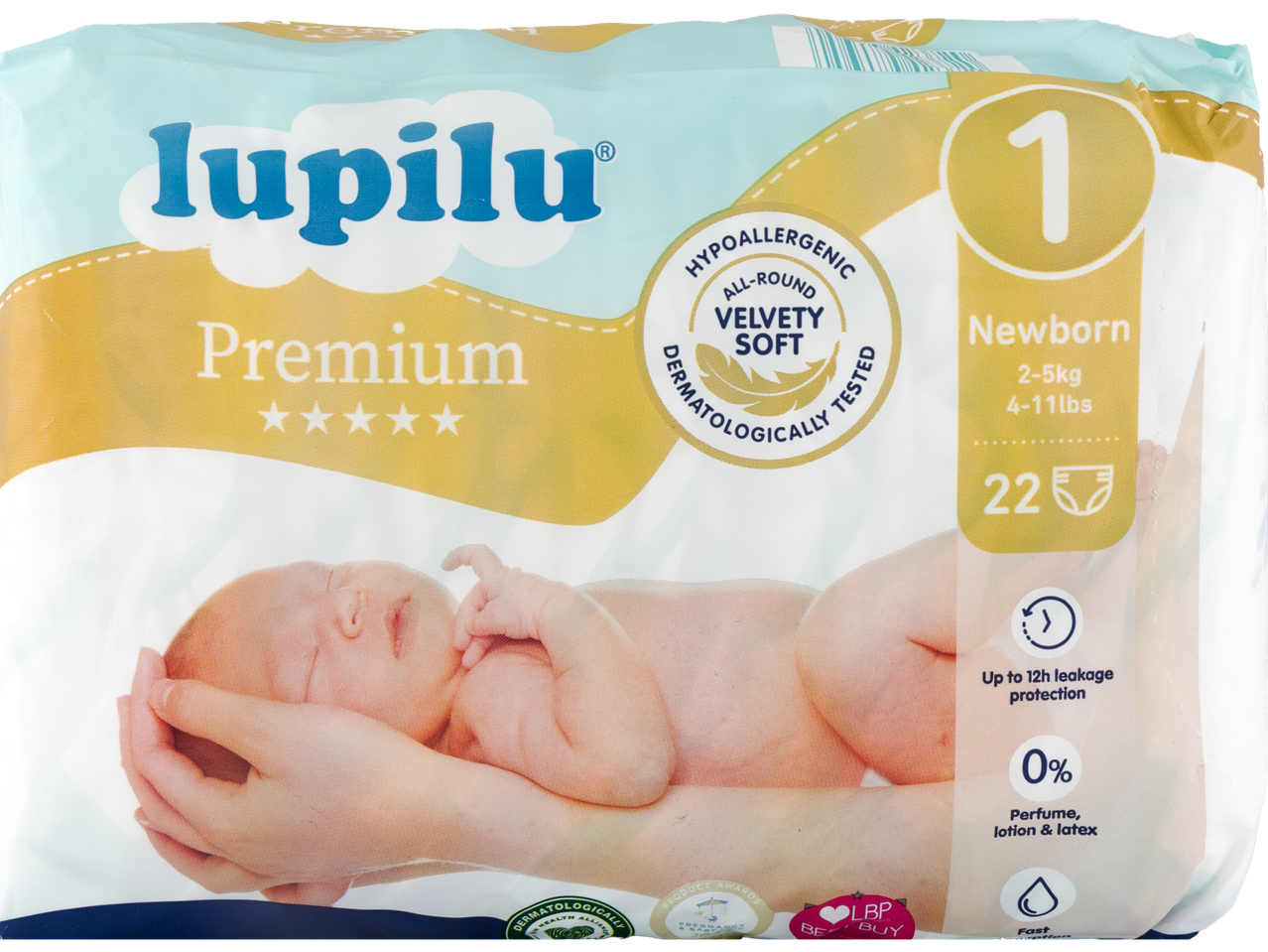 Lupilu Premium Newborn Nappies, Size 1, 2-5kg, 22 count