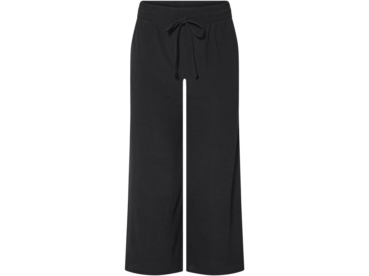 Crne pantalone visokog struka sa pertlama.