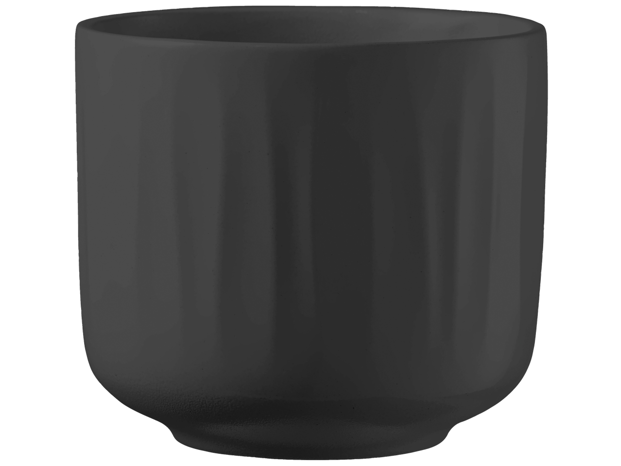 Keramische pot Naro in donkergrijs met ribbels