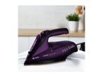 A purple Tower Ceraglide iron on a white surface in a kitchen setting.