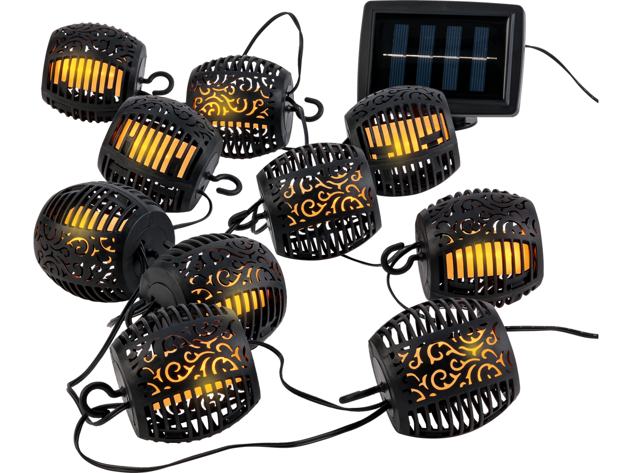 LIVARNO Solar-Lichterkette mit Flammeneffekt, mit Solarpanel
