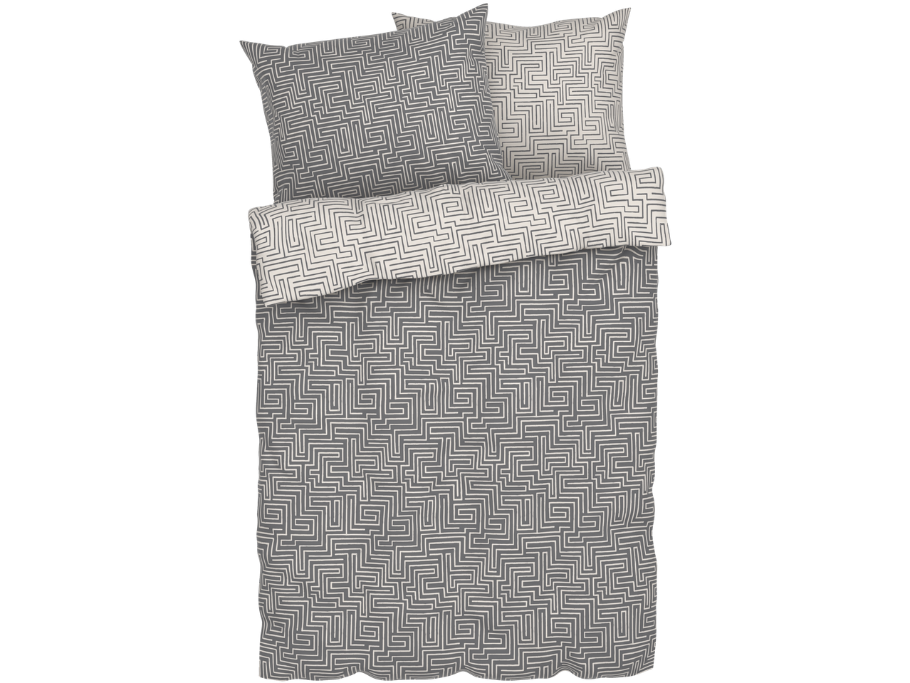 LIVARNO home reversible bedlinen with a gray and white geometric pattern