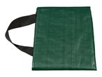 Green woven reusable bag with a black handle