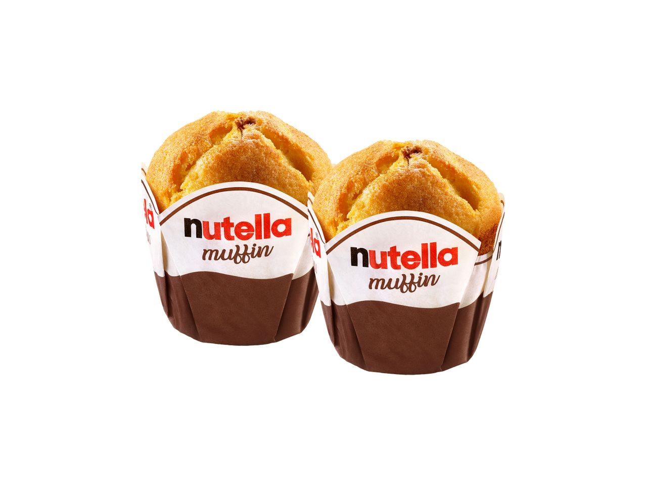 Dva Nutella mafina u papirnim korpicama.