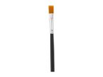 Flat paintbrush with orange bristles and a black handle