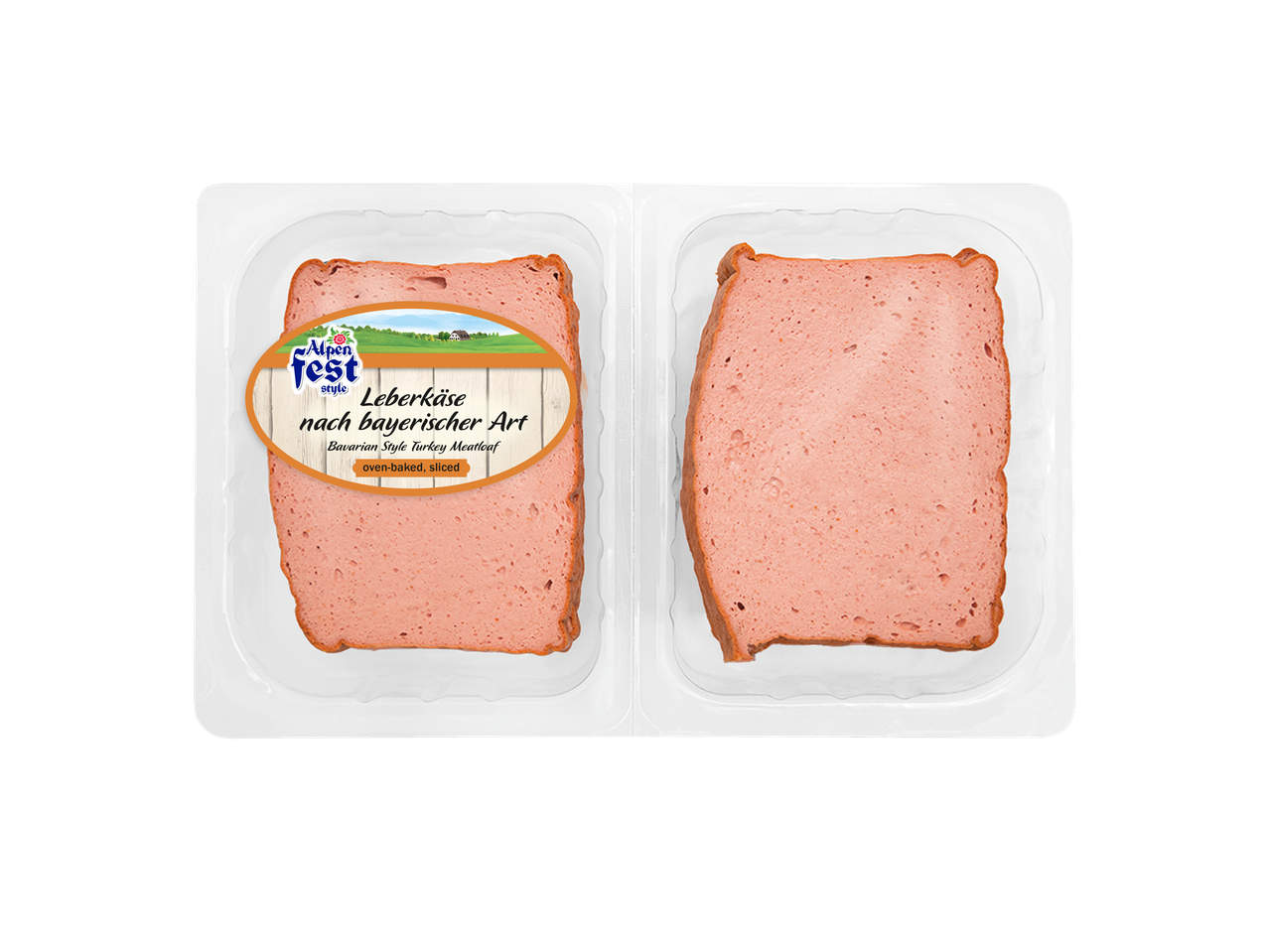 Leberkäse de curcan în stil bavarez Alpen Fest, feliat.