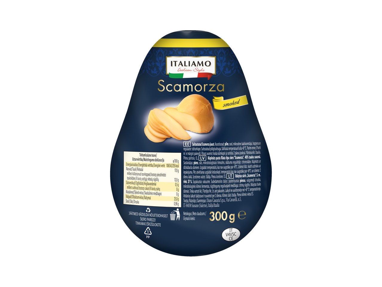 Italiamo suitsutatud Scamorza juust: itaalia stiil.