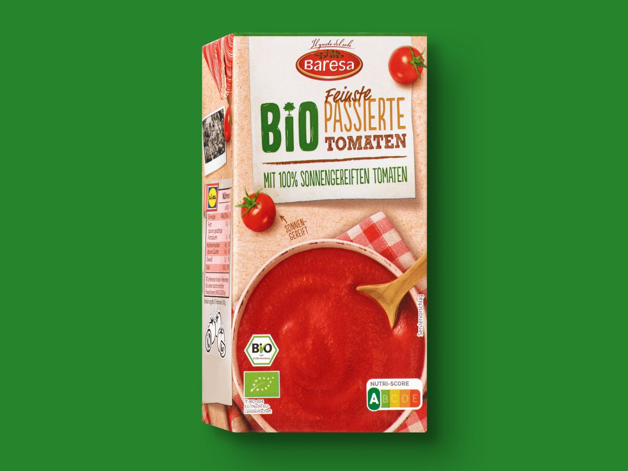 Bareša Bio passierte Tomaten: Aus 100% sonnenreifen Tomaten.