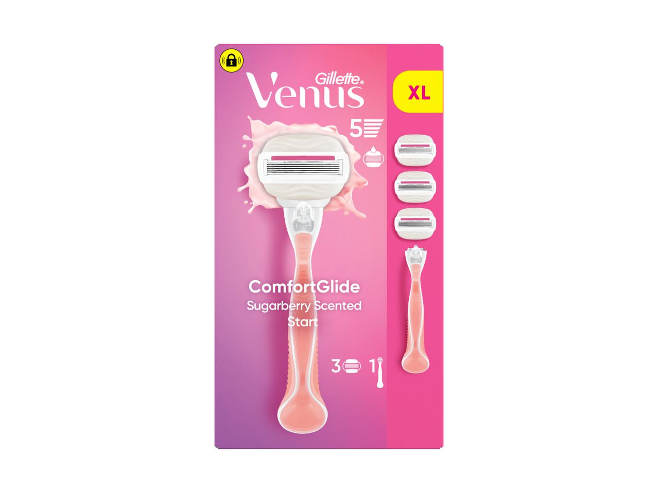 Rasoir Gillette Venus ComfortGlide XL, senteur myrtille, avec 3 lames de rechange.