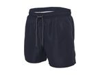 Mørkeblå badeshorts med elastisk talje og snøre.