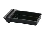 A black plastic drip tray, possibly for a coffee machine or similar appliance.