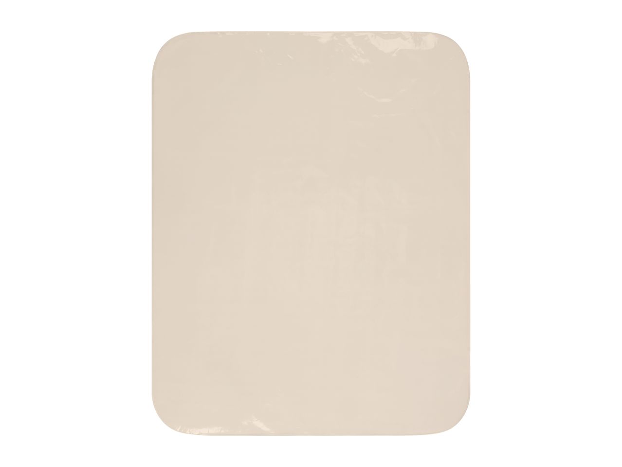 Rectangular beige plastic food container with rounded corners