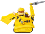 Figurine PAW PATROL Rubble dans une pelleteuse jaune avec foreuse.