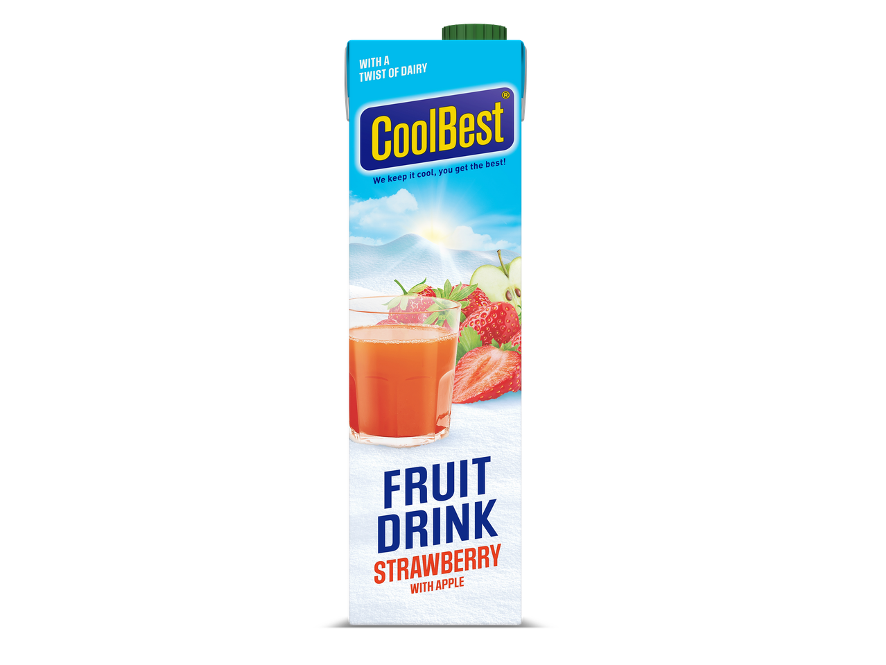 Pak fruitdrank met aardbei en appel, met een twist van zuivel.