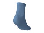 Single blue ribbed ankle sock with a reinforced heel and toe, viewed from the side.