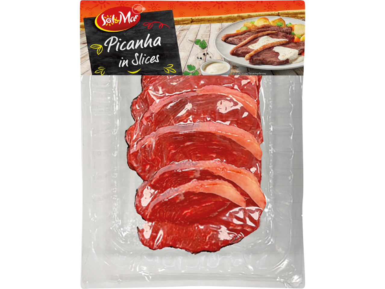 Santa Maria Picanha i skivor, färdigpackad köttbit.