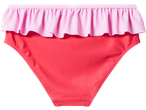 Cuecas de biquíni rosa e coral com folhos para menina.