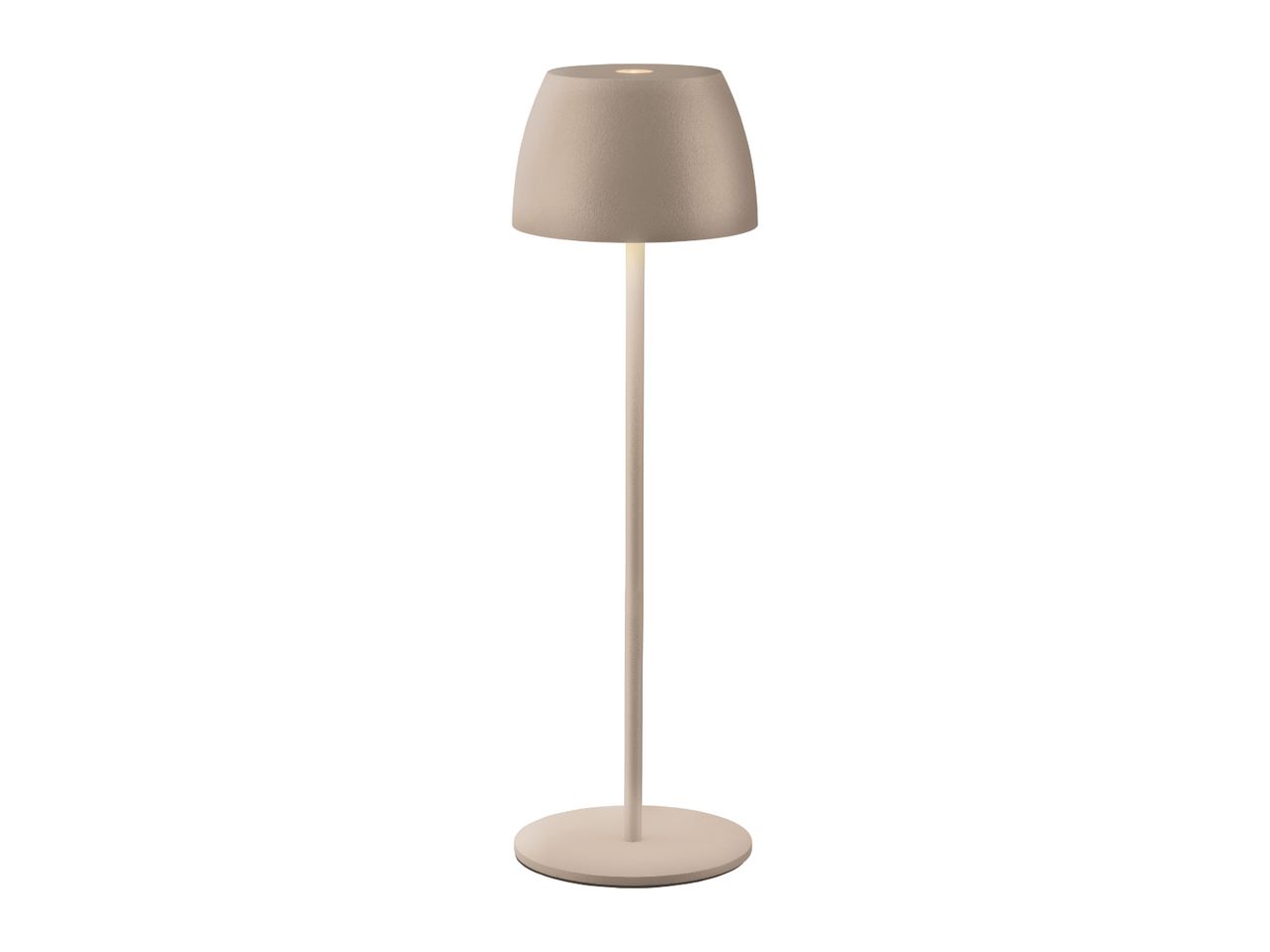 Modern beige cordless LED table lamp with a textured finish