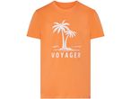 Orange Voyager T-shirt with palm tree graphic.