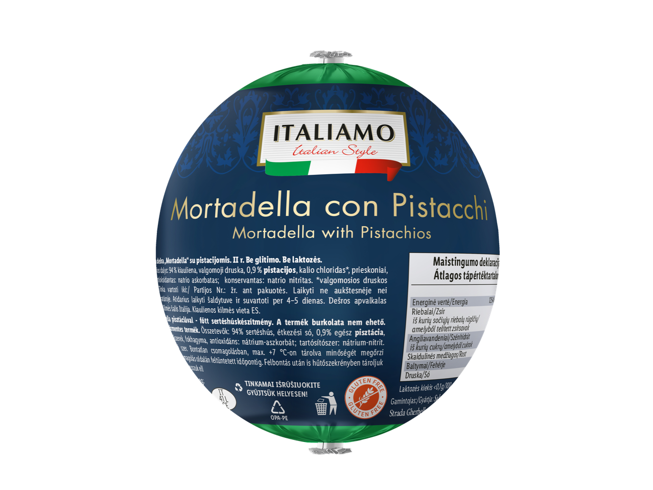 ITALIAMO stiliaus mortadela su pistacijomis.