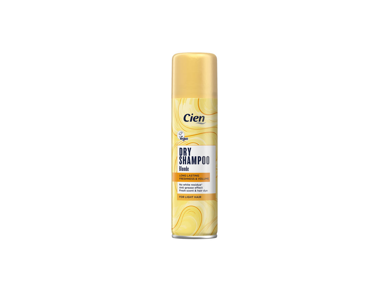 Cien veganski suhi šampon za svetle lase, zagotavlja dolgotrajno svežino in volumen.