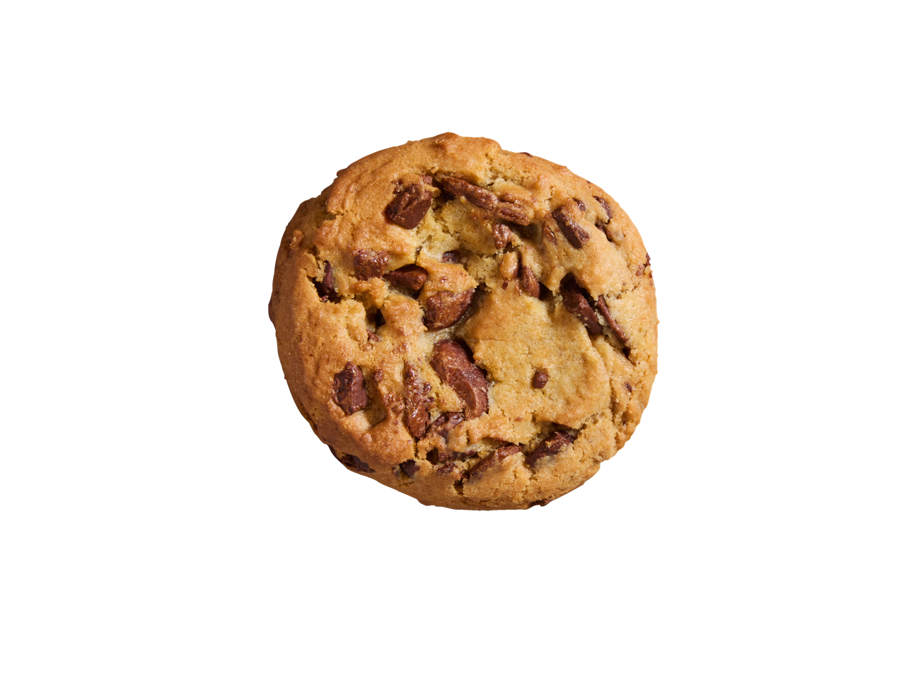 BE Chunky Cookie mit Schokoladenstückchen auf schwarzem Hintergrund